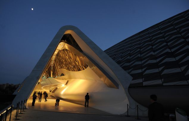 View of the bridge pavilion "Water, a scarce resource" designed by Iranian Zaha Hadid as part of the International Exhibition Expo Zaragoza 2008 on a theme of "Water and Sustainable Development" in Zaragoza on June 13, 2008.