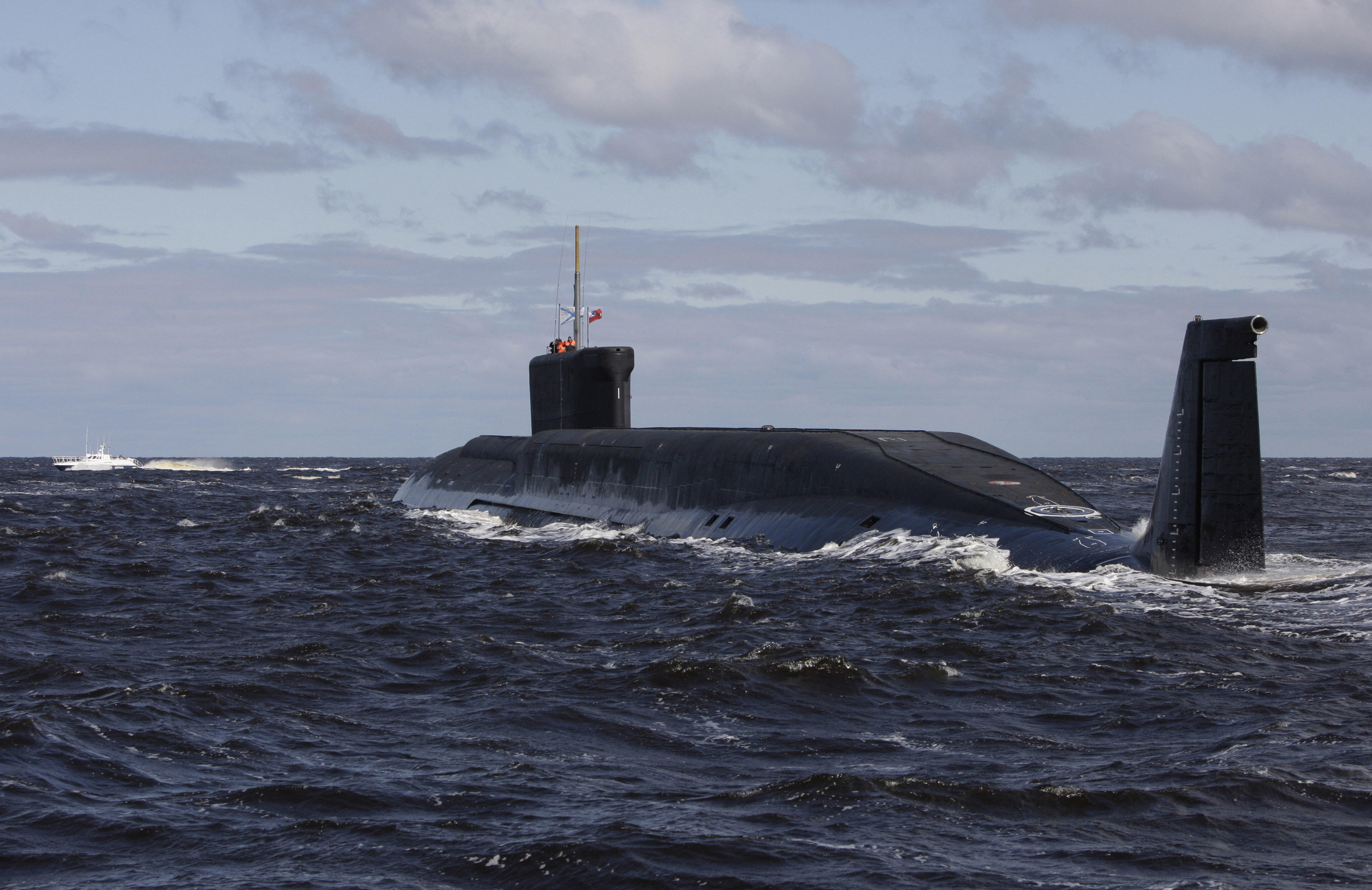 A new Russian nuclear submarine. Photo: ALEXANDER ZEMLIANICHENKO/AFP/Getty Images)