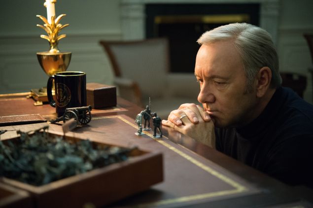 Kevin Spacey as Frank Underwood.