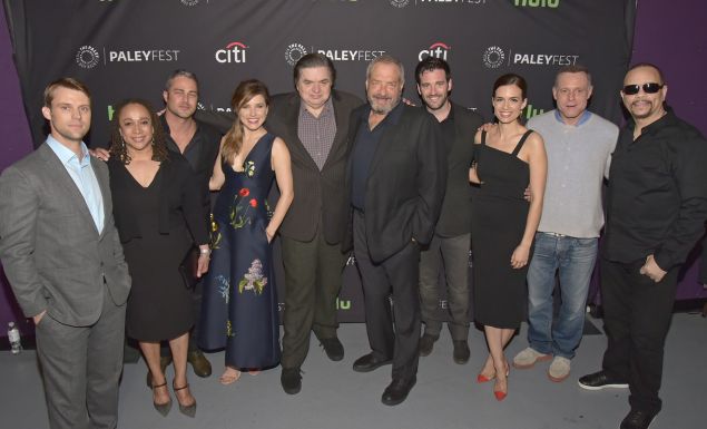 Jesse Spencer, S. Epatha Merkerson, Taylor Kinney, Sophia Bush, Oliver Platt, Creator/EP Dick Wolf, Colin Donnell, Torrey DeVitto, Jason Beghe, and Ice-T at Paley Center in Los Angeles.