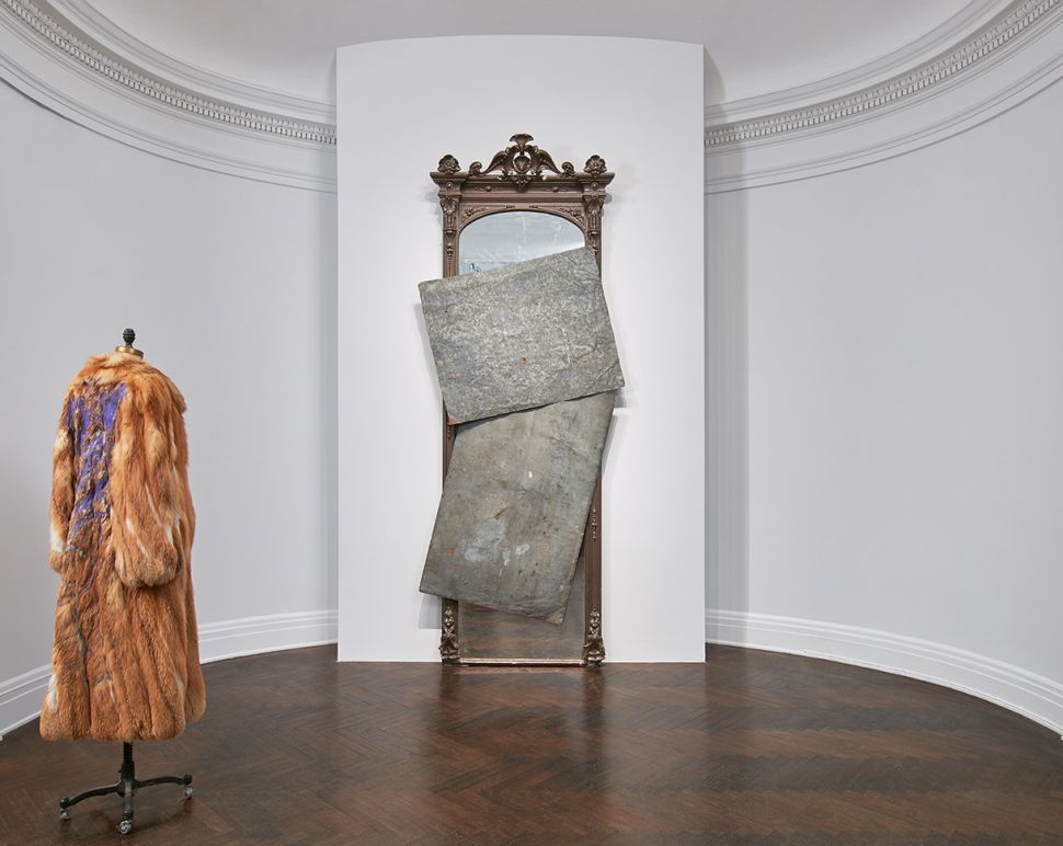 Installation view of David Hammons, "Five Decades" at Mnuchin Gallery.