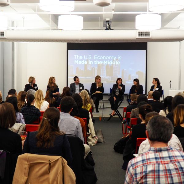 The Women in Tech panel, held at the Axial headquarters in the Flatiron District. (Photo: Peter Nguyen, Axial)