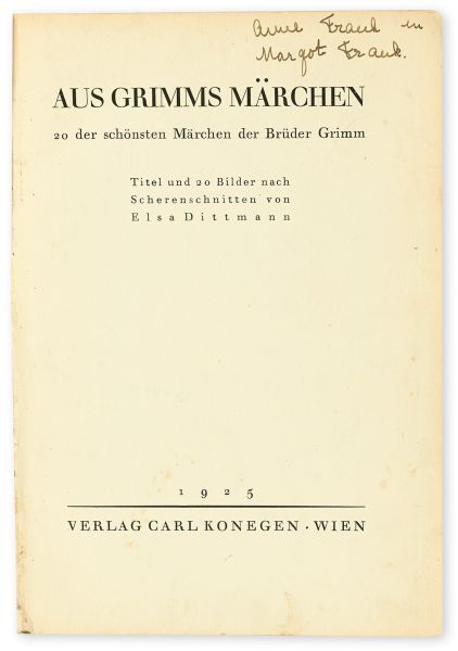 Frank's autograph, along with her sister Margot's name can be found inside the book.