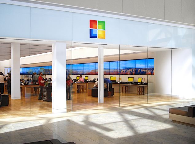 Exterior of a Microsoft store.
