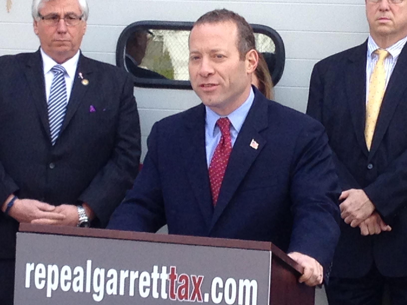 Gottheimer at a Paramus press conference.