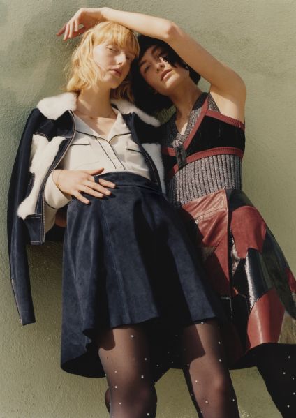 Patchwork, suede and silk