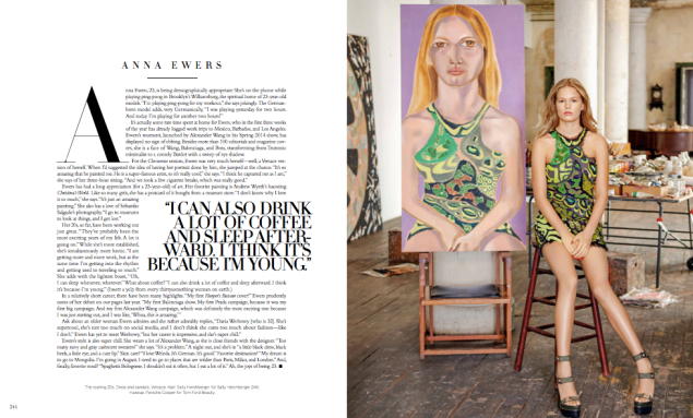 Part of the 10-page spread featuring portraits by Francesco Clemente in this April's Harper's Bazaar.