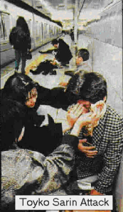 The aftermath of the Tokyo subway sarin attack.