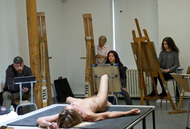 Students drawing Iggy Pop during a life drawing class at the New York Academy of Art. The work will go on view for Jeremy Deller's exhibition "Iggy Pop Life Class" at the Brooklyn Museum this fall.