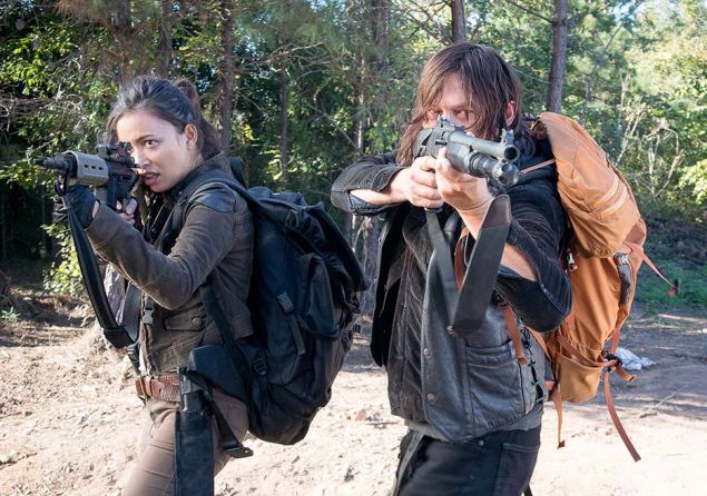 Christian Serratos and Norman Reedus in The Walking Dead.