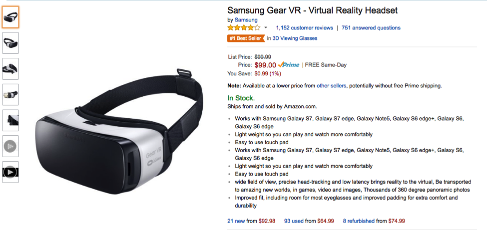 VR is $99 on Amazon.com