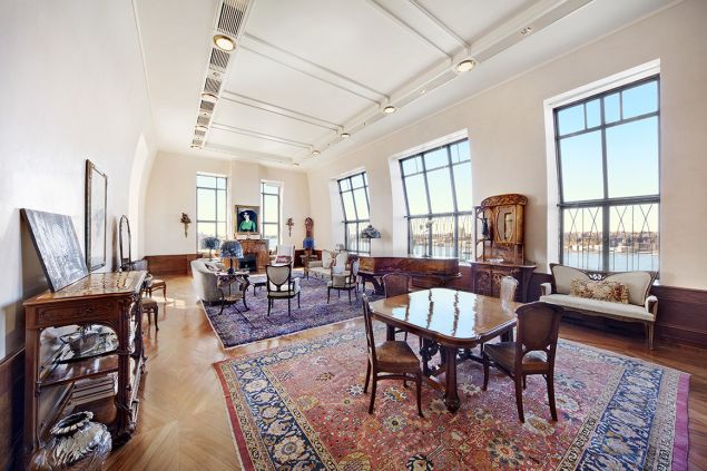 The rather heavy décor is perhaps well-chosen for the dark wood of the penthouse.