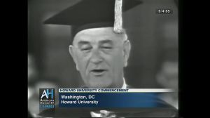 Lyndon Johnson speaks at Howard University on June 4, 1965.