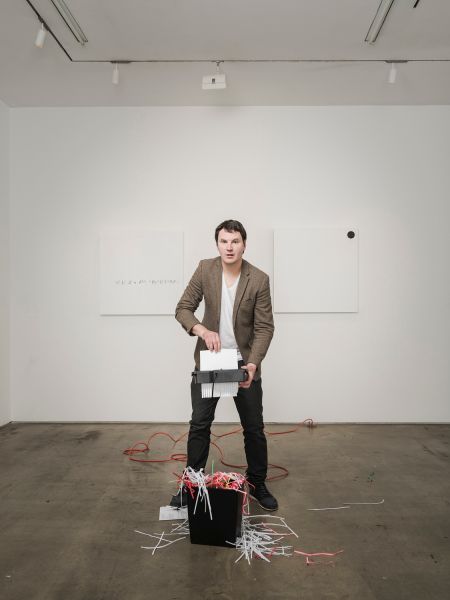 Nelson Saiers and an installation view of 'Inside.'