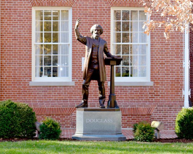 A statue of African-American social reformer, abolitionist and writer Frederick Douglas