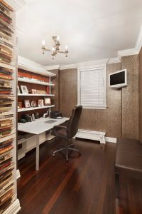 The Murphy bed is behind the shelves, you know, just in case.