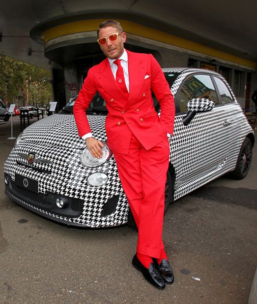 MILAN, ITALY - OCTOBER 07: Founder and president of Italia Independent Lapo Elkann poses for photographers during the presentation of Garage Italia Customs New Headquarters on October 7, 2015 in Milan, Italy. (Photo by Marco Luzzani/Getty Images)