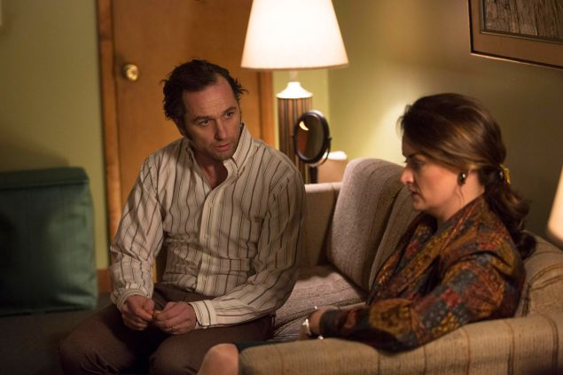 Matthew Rhys as Philip Jennings and Alison Wright as Martha Hanson.