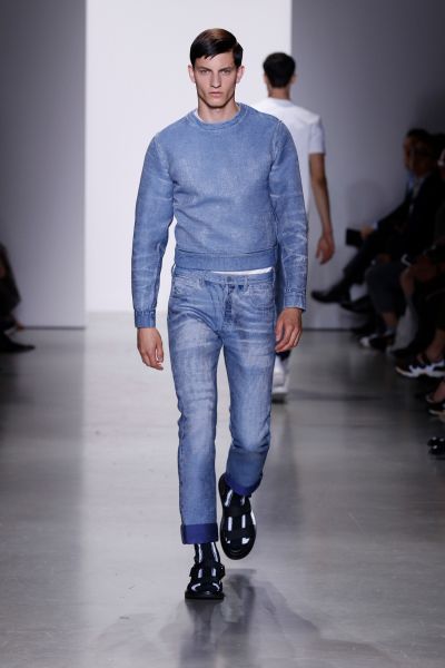 A denim sweatshirt from Calvin Klein Collection