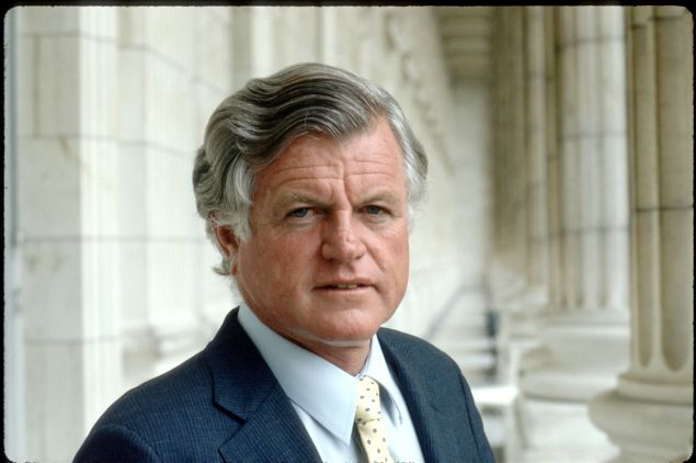 The late Massachusetts Sen. Edward Kennedy stands outside his Capitol Hill office in June 1987. 