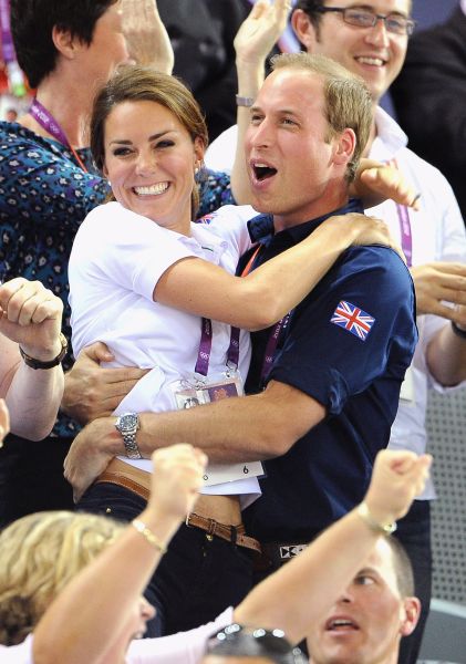 LONDON, ENGLAND - AUGUST 02: Catherine, Duchess of Cambridge and Prince William, Duke of Cambridge during Day 6 of the London 2012 Olympic Games at Velodrome on August 2, 2012 in London, England.