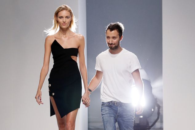 Fashion designer Anthony Vaccarello with model Anja Rubik