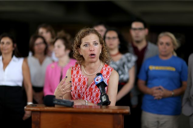 Congresswoman Debbie Wasserman Schultz gives a speech in Fort Lauderdale, Fla., last year.