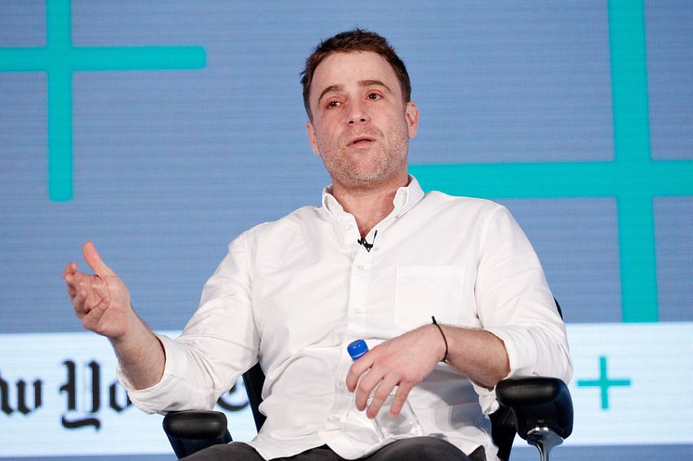Stewart Butterfield, CEO of Slack, speaks onstage at The New York Times New Work Summit on March 1, 2016.