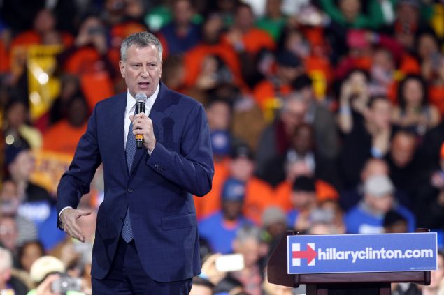 Mayor Bill de Blasio at a rally for Hillary Clinton last month.