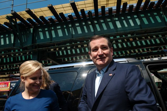 Heidi Cruz and her husband, Texas Sen. Ted Cruz, campaign in New York.