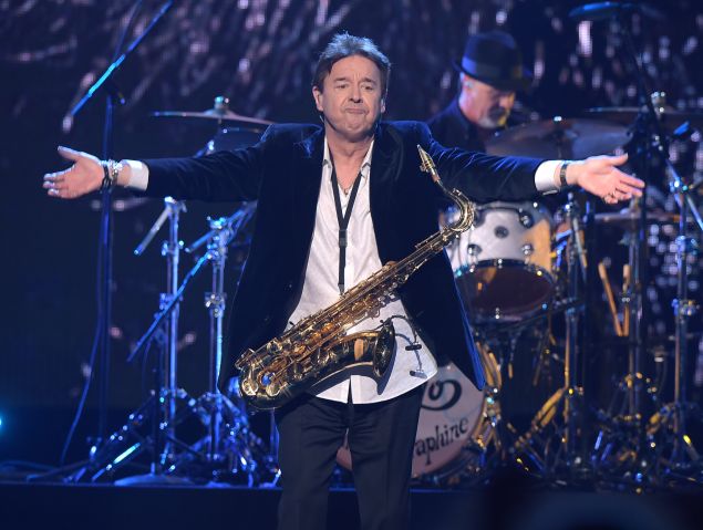 Inductee Walter Parazaider of Chicago performs at the 31st Annual Rock And Roll Hall Of Fame Induction Ceremony at Barclays Center on April 8, 2016 in New York City.