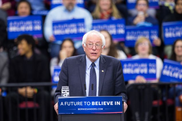 Democratic presidential candidate Bernie Sanders speaks at a rally for his campaign on April 11, 2016 in Binghamton, New York. 