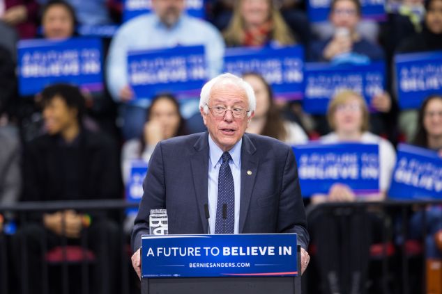 Democratic presidential candidate Bernie Sanders speaks at a rally for his campaign on April 11, 2016 in Binghamton, New York.