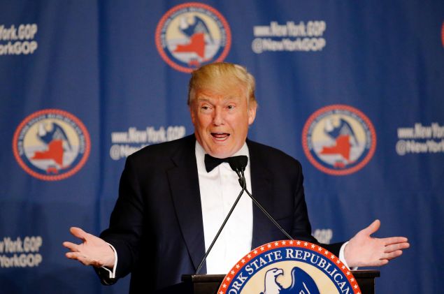 Republican presidential candidate Donald Trump speaks the 2016 annual New York State Republican Gala in April.