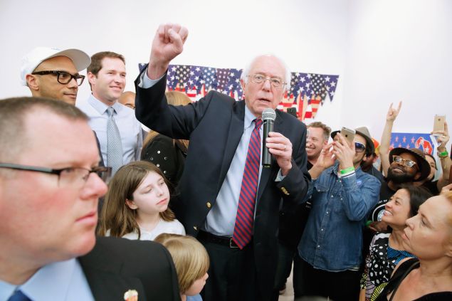Mr. Sanders addressing the crowd.