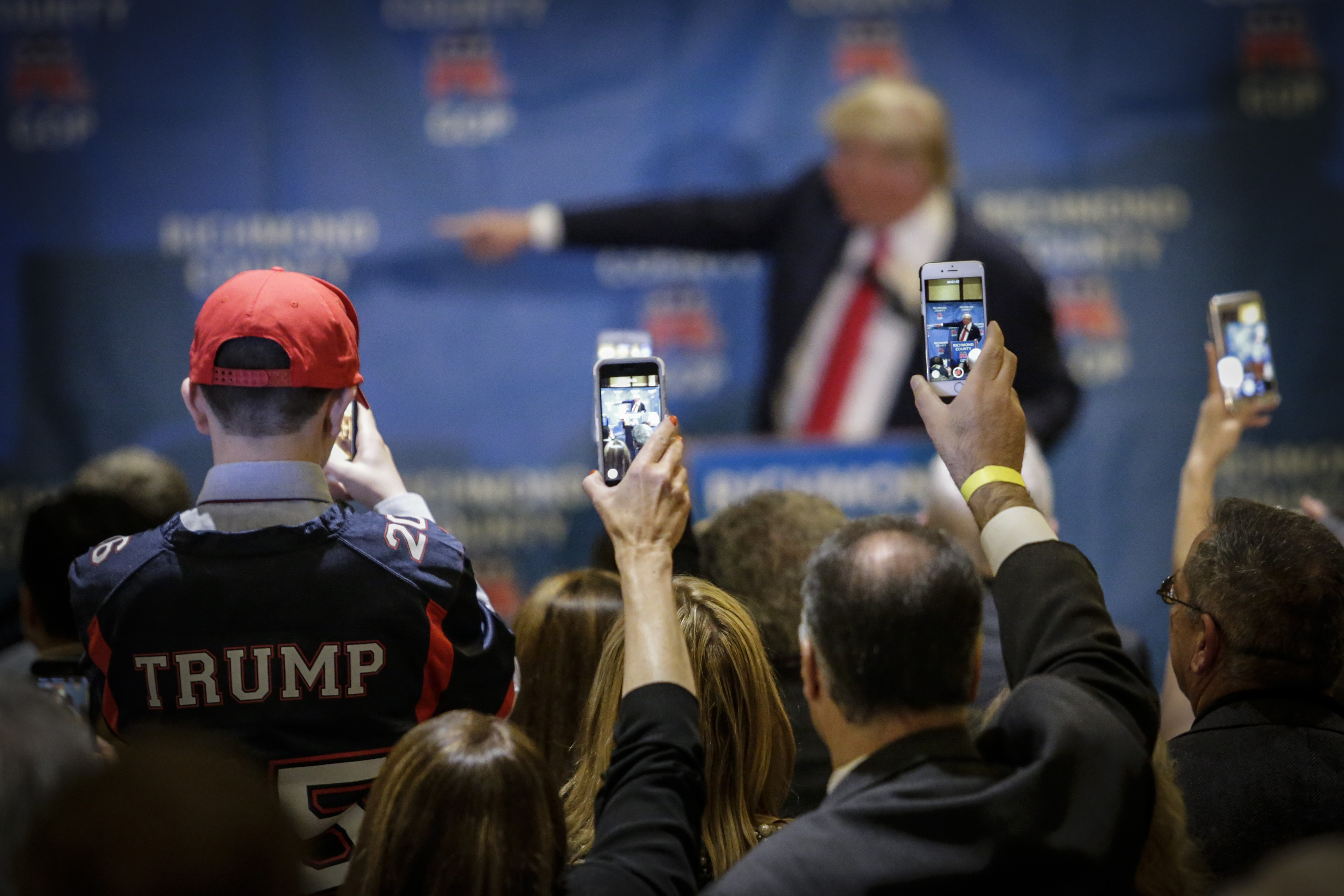 Republican presidential candidate Donald Trump speaks during the Republican Party's annual Lincoln Day Brunch in Staten Island, New York.