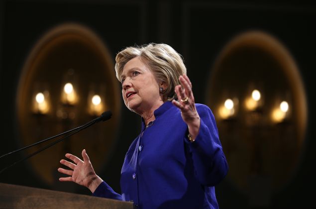 Democratic presidential candidate, former U.S. Secretary of State Hillary Clinton speaks during a Get Out The Vote rally on April 18, 2016 in New York City. The Democratic and Republican primaries in New York are tomorrow.  