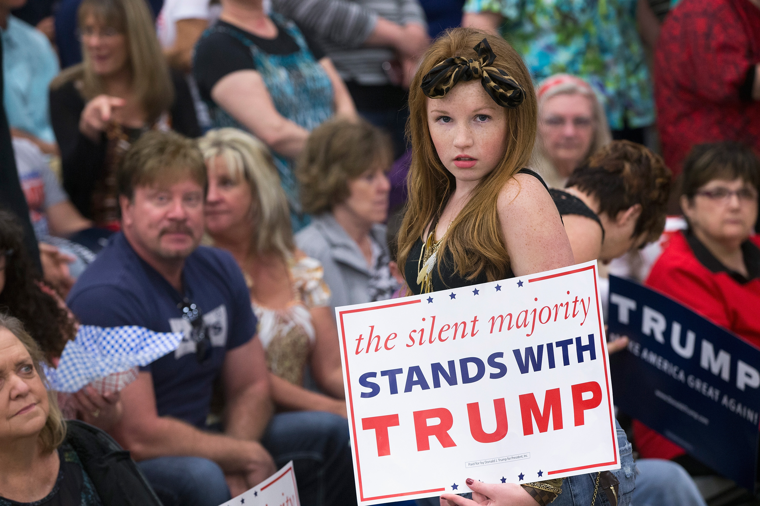 INDIANAPOLIS, IN - APRIL 20: Guests and supporters wait for Republican presidential candidate Donald Trump to speak at a rally at the Indiana State Fairgrounds on April 20, 2016 in Indianapolis, Indiana. There are 57 delegates at stake in Indianas May 3 primary.