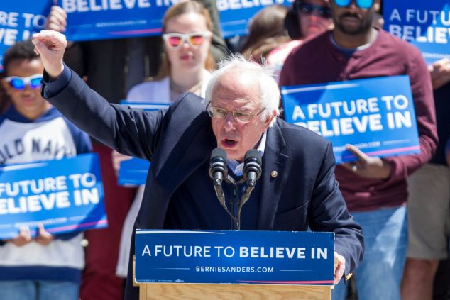 Sen. Bernie Sanders at a recent rally in Rhode Island.