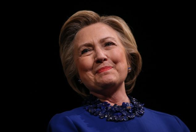 Democratic presidential candidate former Secretary of State Hillary Clinton looks on during a Get Out the Vote rally at World Cafe Live at the Queen on April 25, 2016 in Wilmington, Delaware. Hillary Clinton is campaigning in Deleware and Pennsylvania ahead of Tuesday's presidential primaries.