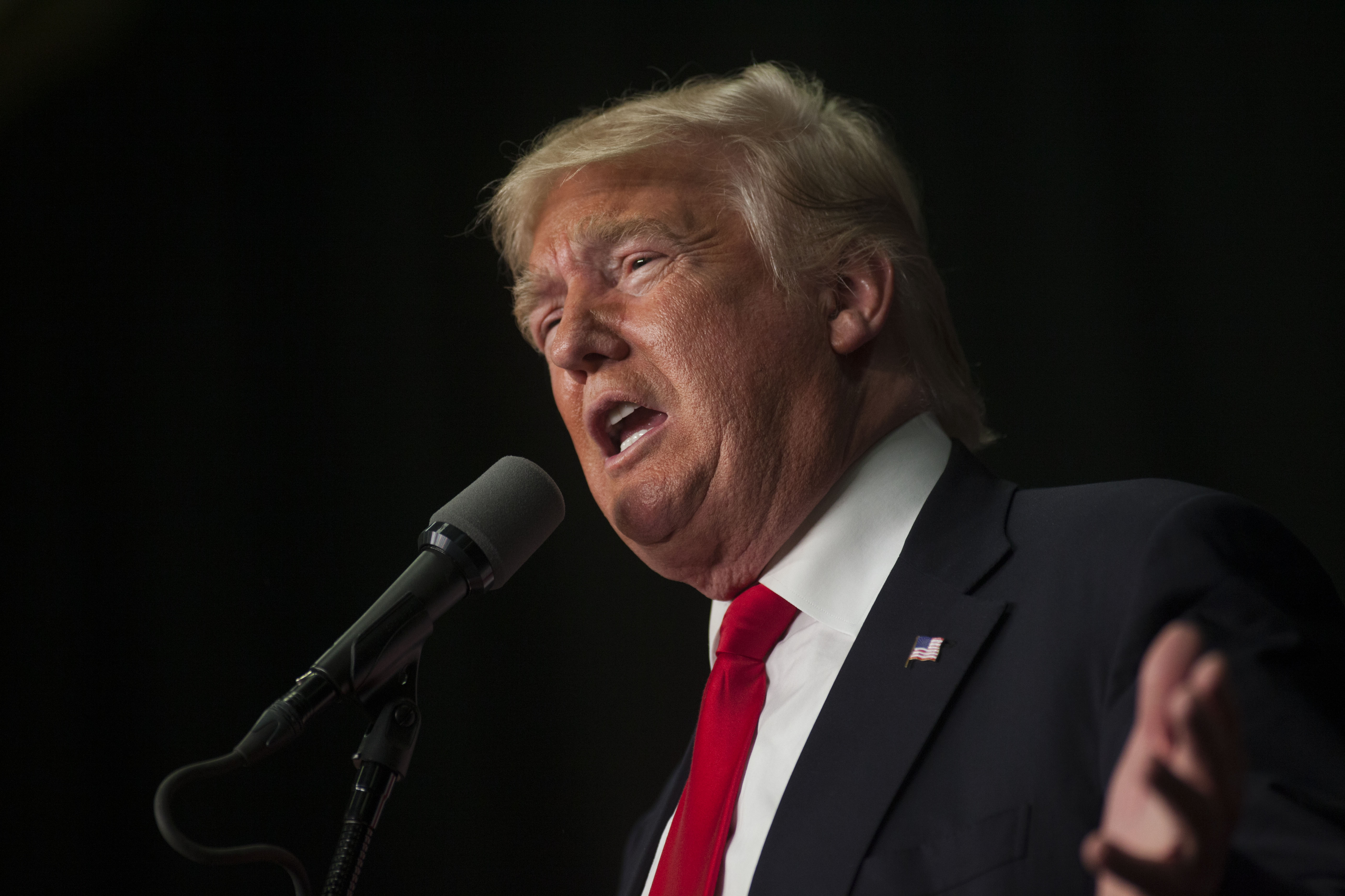 Republican presidential candidate Donald Trump speaks at a campaign rally on April 25, 2016 at West Chester University in West Chester, Pennsylvania.