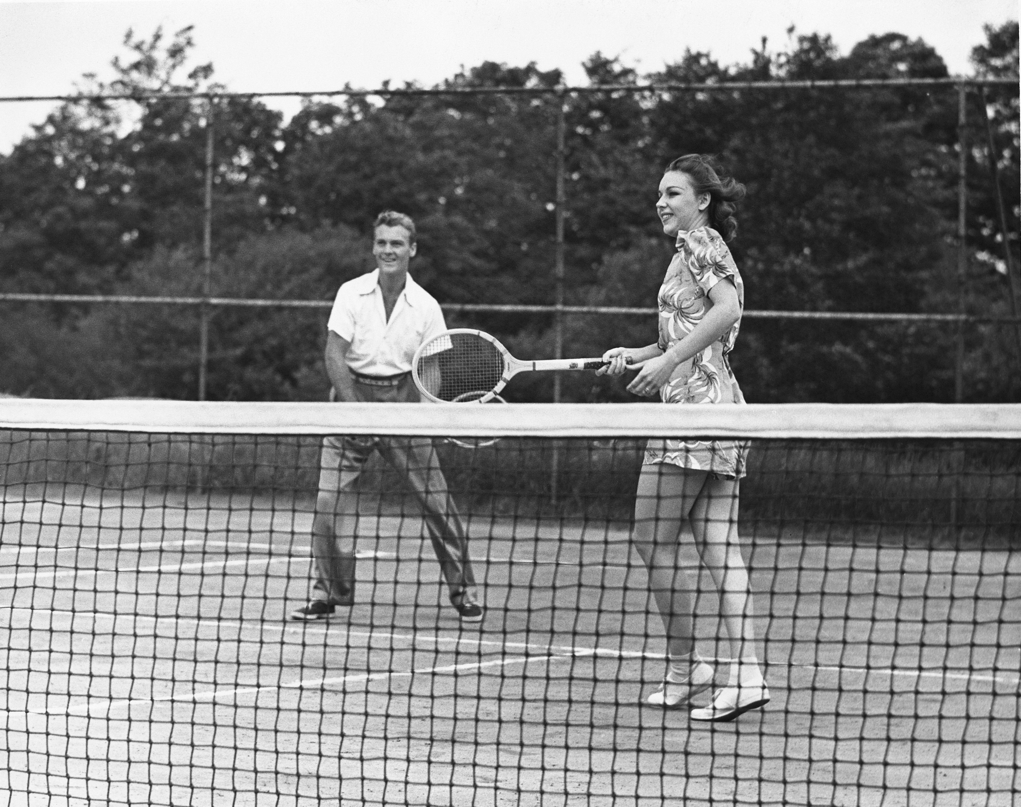 UNITED STATES - CIRCA 1950s: Couple playing tennis. (Photo by George Marks/Retrofile/Getty Images)
