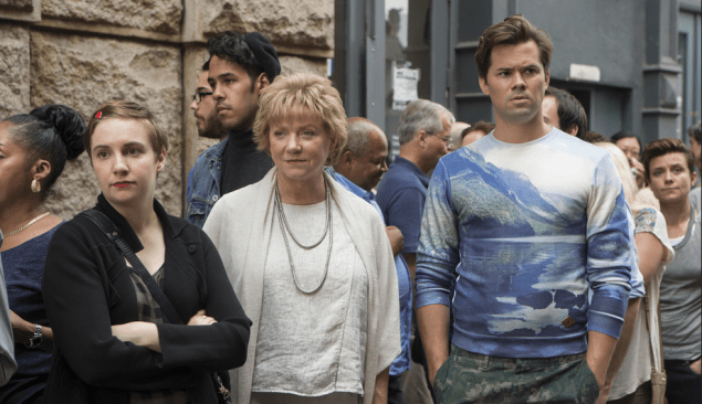 Lena Dunham, Becky Ann Baker, and Andrew Rannells.