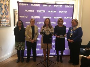 Congresswoman Carolyn Maloney, Hunter College President Jennifer Raab and others at the Roosevelt House Public Policy Institute. (Photo credit: Janaki Chadha)