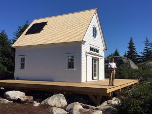 Bo Bartlett with his newly constructed studio on Wheaton Island.