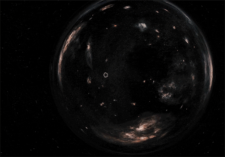A visual representation of a worm hole in the film Interstellar.
