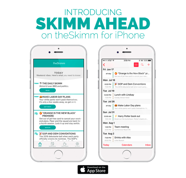 The Skimm Ahead iPhone app.