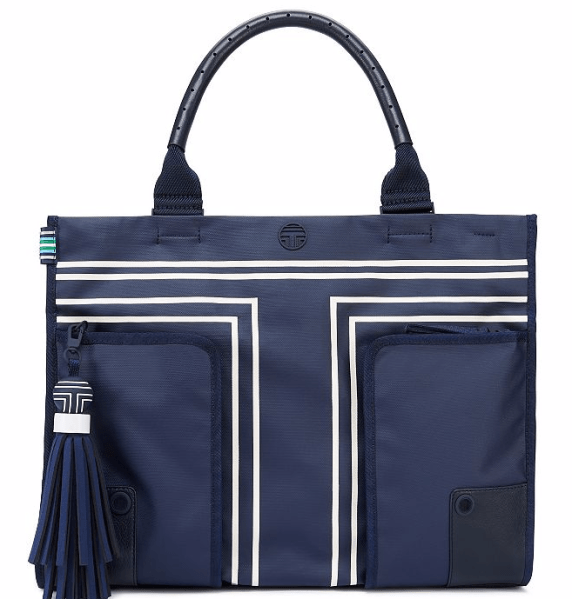 Tory Burch’s classic Ella bag gets a sporty makeover with our Canvas Tote. Crafted from durable coated canvas and trimmed with leather, this multifunctional style features a spacious interior that accommodates all of your everyday essentials — whether you’re running to the gym or packing for an overnight adventure. The interior includes a mesh pocket, accessible card slot and wristlet that easily converts to a mini cross-body bag by clipping on the adjustable strap. Finished with a signature removable tassel, it balances iconic Seventies style with modern innovation.