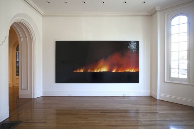 An installation view of Fire (America), 2016.
