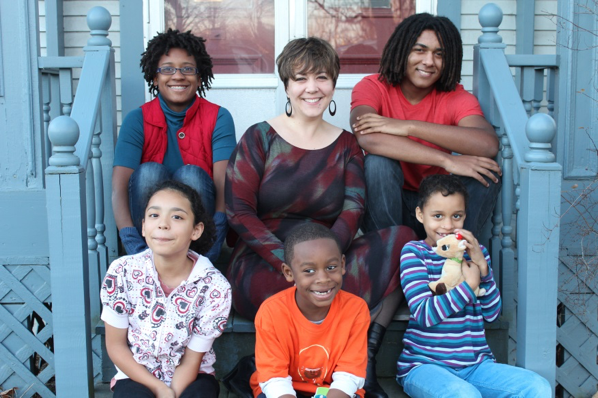 Megan Dowd Lambert with five of her children in 2012.